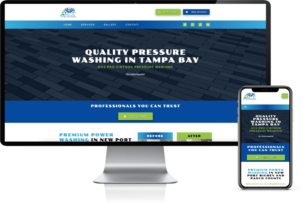 Pressure Washing Website Design in the United States - Gambetta Development LLC
